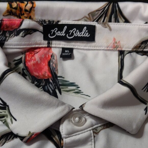 Bad Birdie Wildlife Leopard Palm Performance Golf Polo Men's XL - Picture 5 of 7